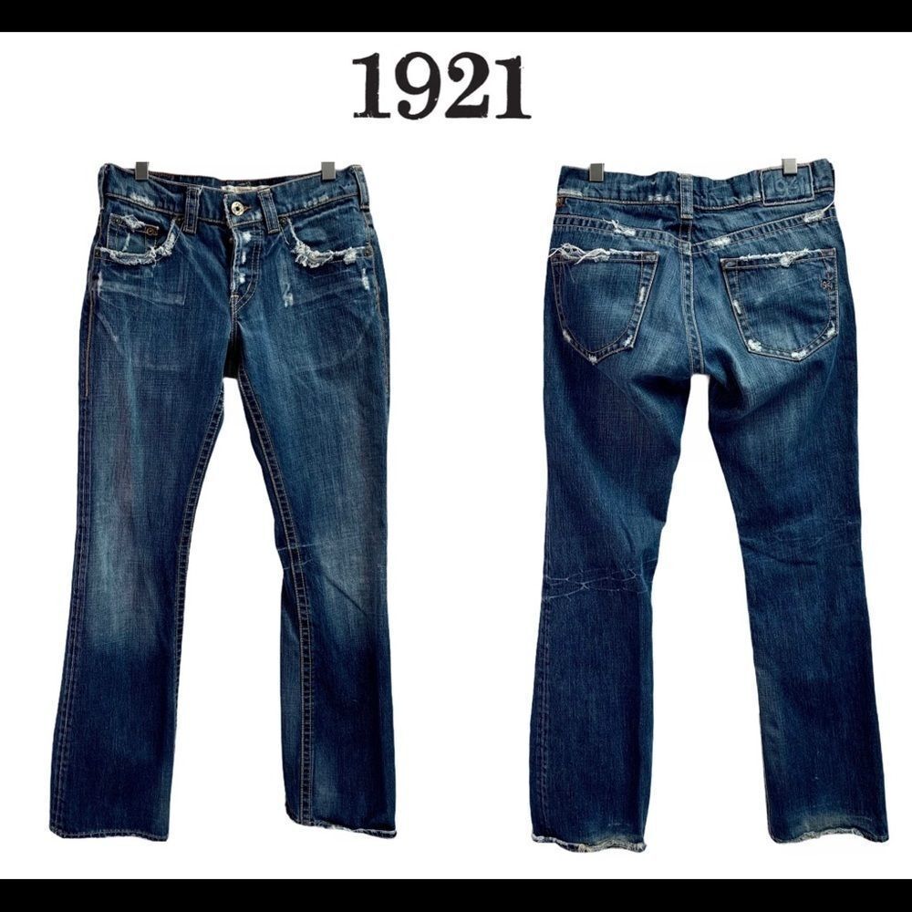 1921 Button Fly Boot Cut Distressed Jeans Size 9